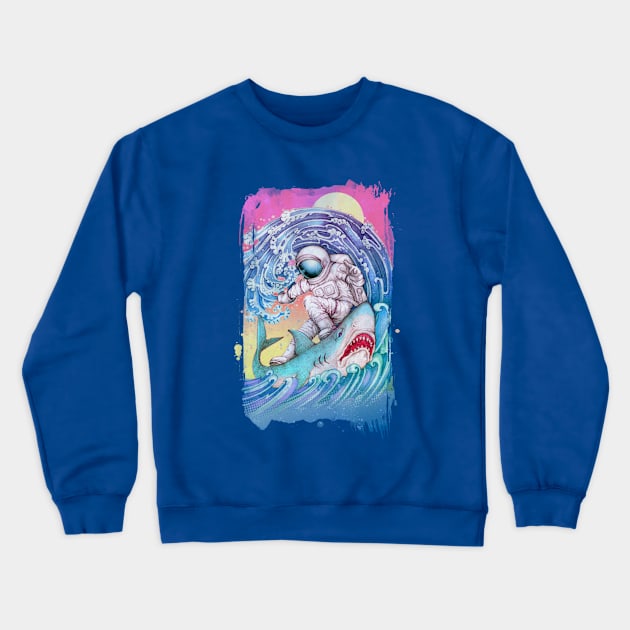 Shark Surfer Crewneck Sweatshirt by Villainmazk